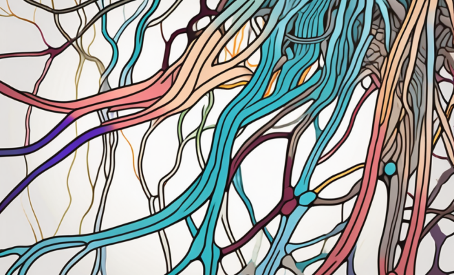 The human nervous system highlighting the sympathetic nerves