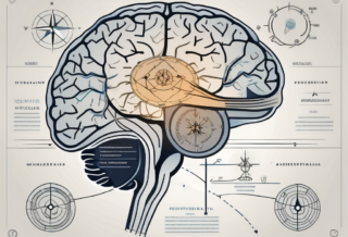 The human brain with a highlighted vestibular nerve