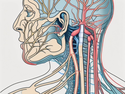 The human nervous system highlighting the glossopharyngeal nerve