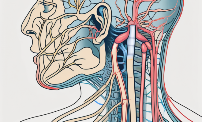 The human nervous system highlighting the glossopharyngeal nerve