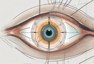 An eye with the oculo motor nerve highlighted