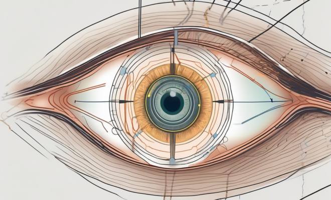 An eye with the oculo motor nerve highlighted